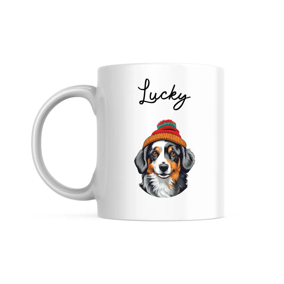 Mug Personnalisable - Illustration de votre chien avec un bonnet hiver - Toutes races