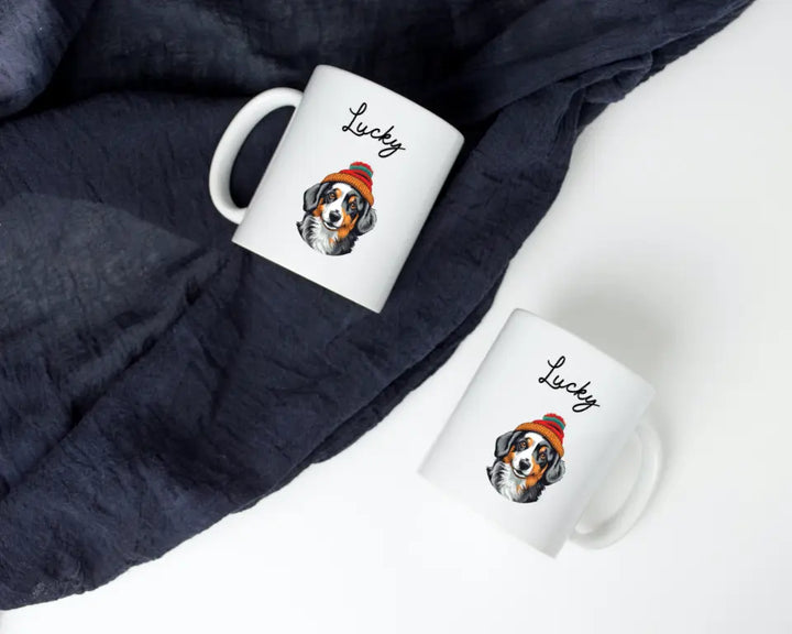 Mug Personnalisable - Illustration de votre chien avec un bonnet hiver - Toutes races