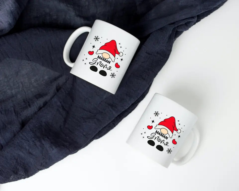 Mug Personnalisable - Famille Gnome Maman Papa Texte au choix