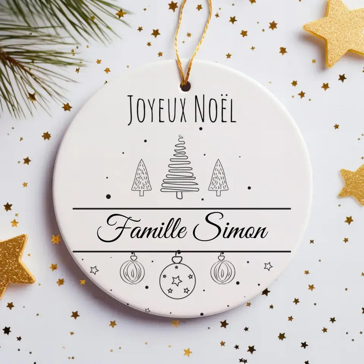 Boule de Noël Personnalisable - Cadeau Joyeux Noël Avec Nom au choix