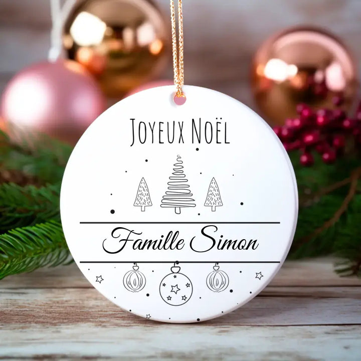 Boule de Noël Personnalisable - Cadeau Joyeux Noël Avec Nom au choix