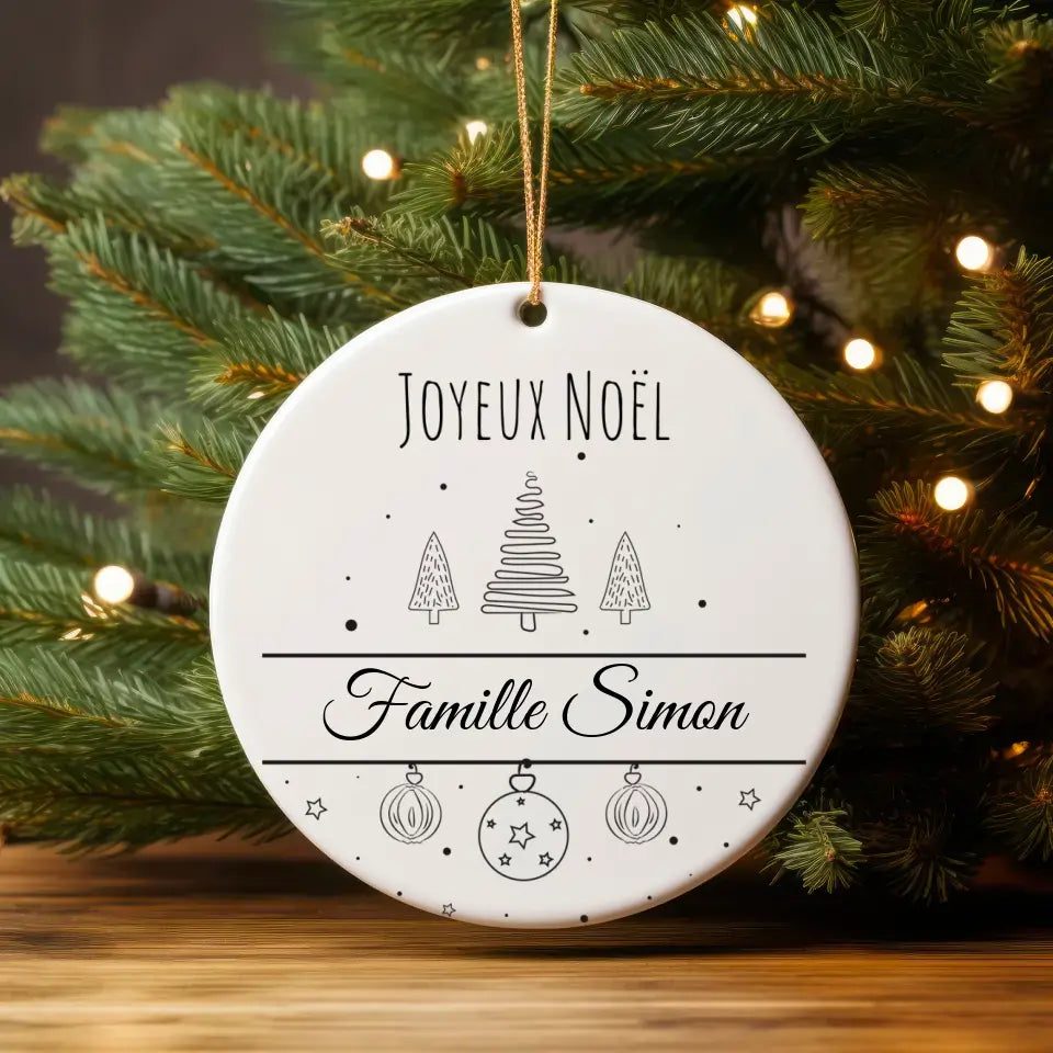 Boule de Noël Personnalisable - Cadeau Joyeux Noël Avec Nom au choix