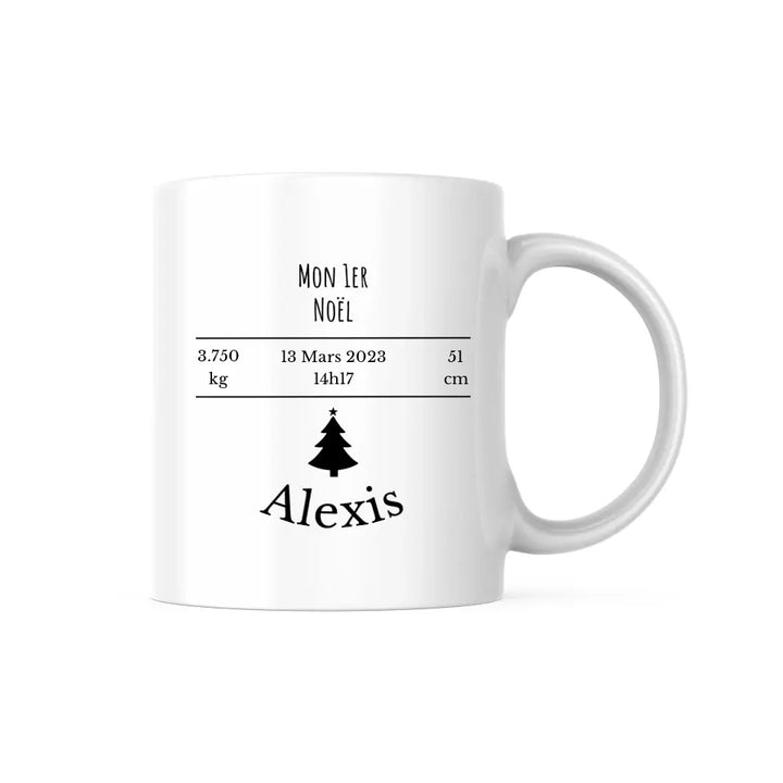 Mug Personnalisable - Premier Noël Bébé avec mensurations et date de naissance