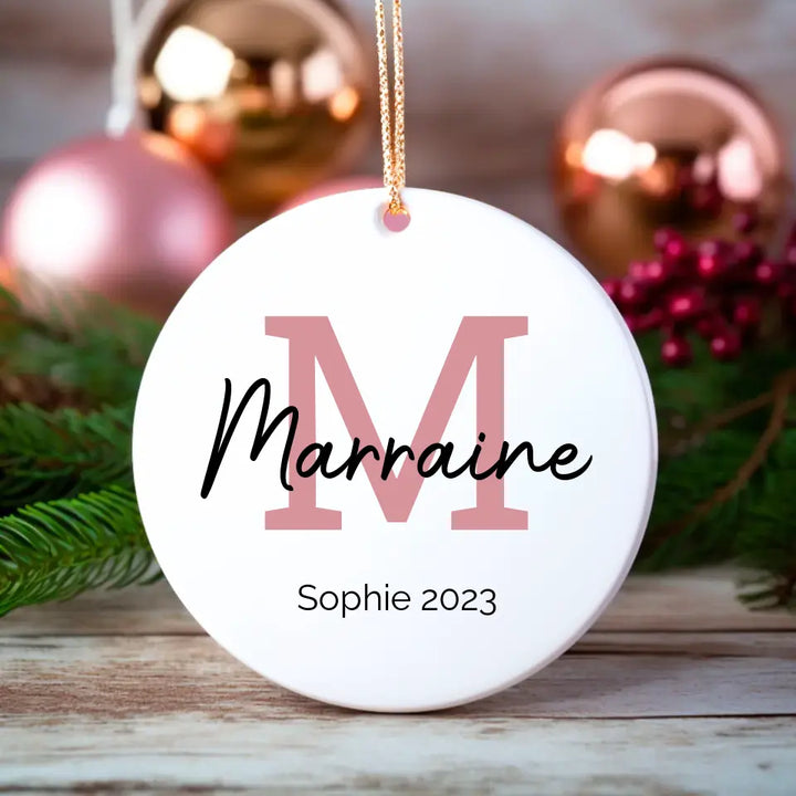 Boule de Noël Personnalisable - Lettre Marraine