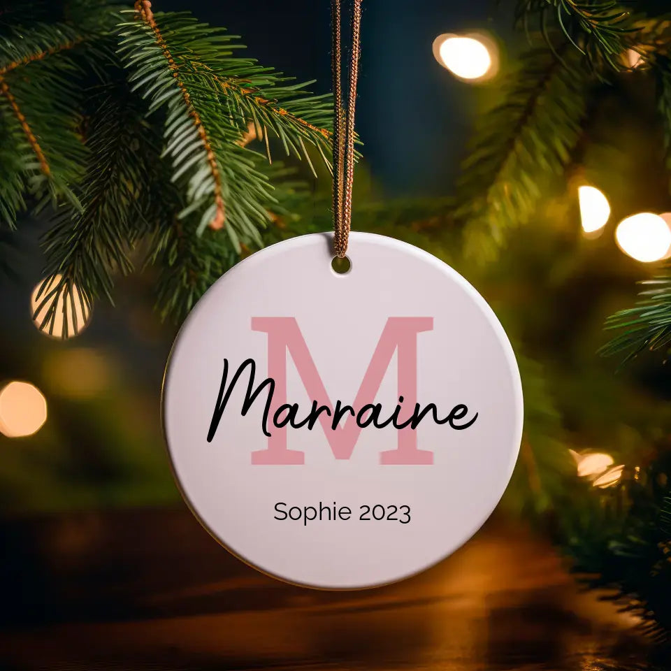 Boule de Noël Personnalisable - Lettre Marraine