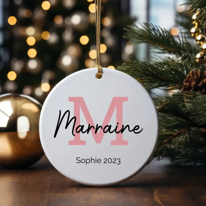 Boule de Noël Personnalisable - Lettre Marraine