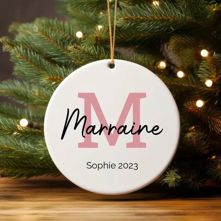 Boule de Noël Personnalisable - Lettre Marraine