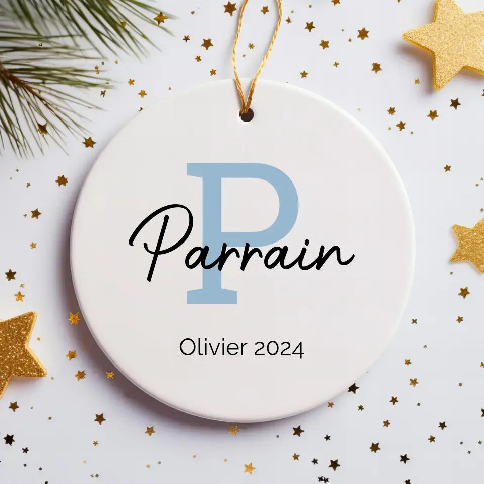 Boule de Noël Personnalisable - Lettre Parrain