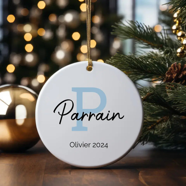 Boule de Noël Personnalisable - Lettre Parrain