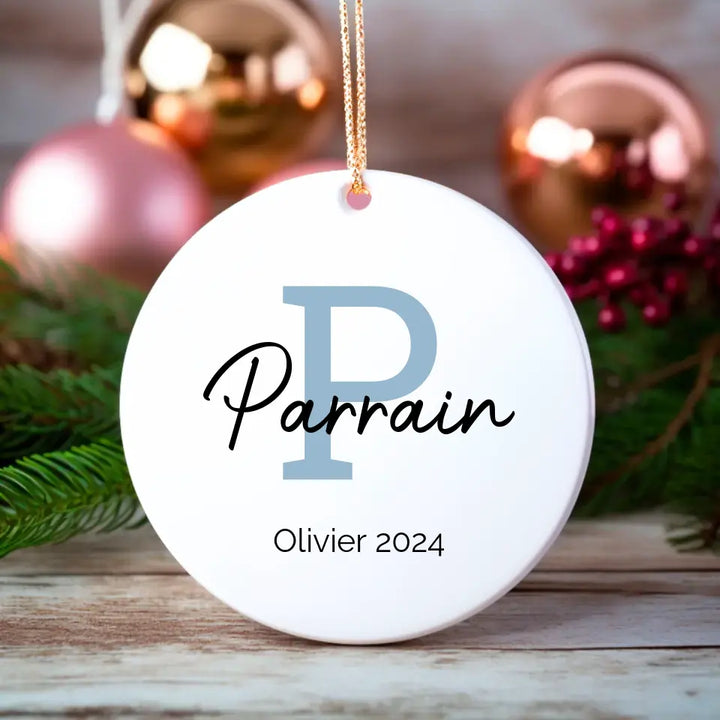 Boule de Noël Personnalisable - Lettre Parrain