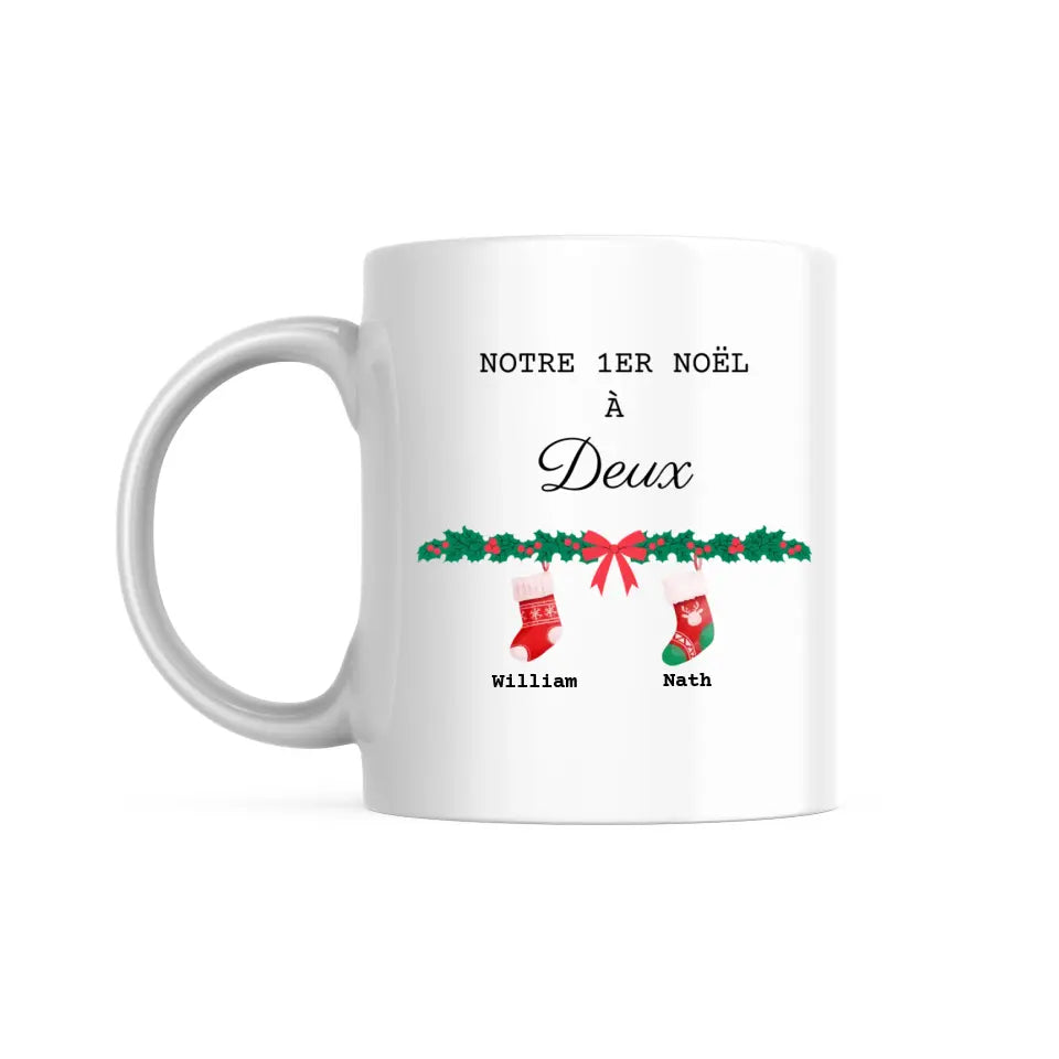 Mug Personnalisable - Premier Noël En Famille de deux trois quatre ou cinq