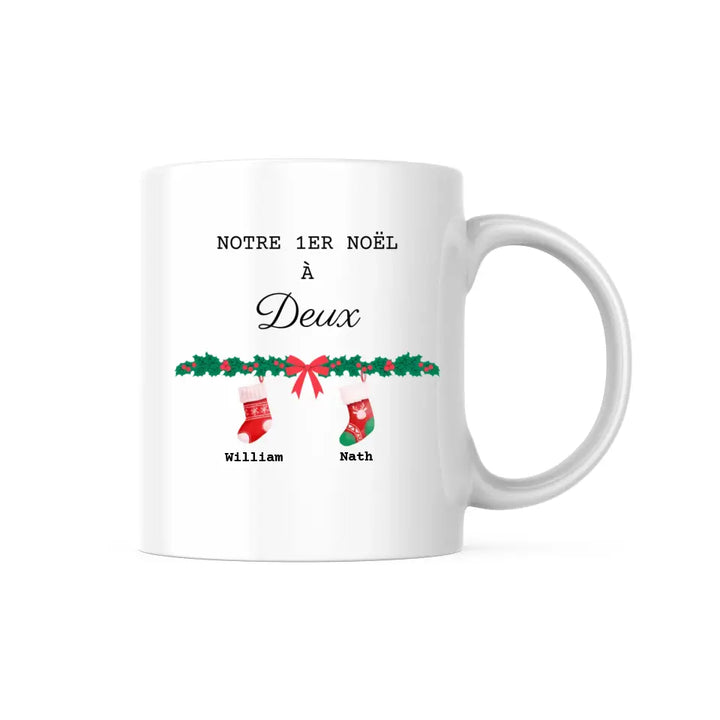 Mug Personnalisable - Premier Noël En Famille de deux trois quatre ou cinq