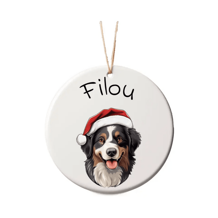 Boule de Noël Personnalisable - Chien Chapeau Noël Toutes Races - Woolly Panda