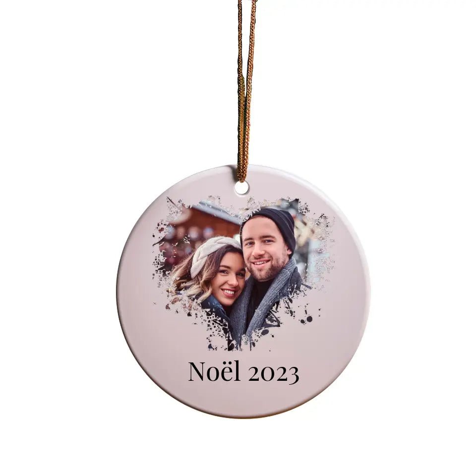 Boule de Noël Personnalisable - Photo coeur avec ou sans texte - Woolly Panda