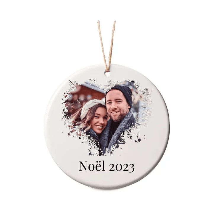 Boule de Noël Personnalisable - Photo coeur avec ou sans texte - Woolly Panda