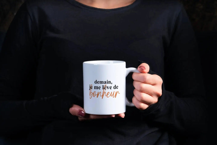 Mug Demain je me lève de bonheur - woollypanda