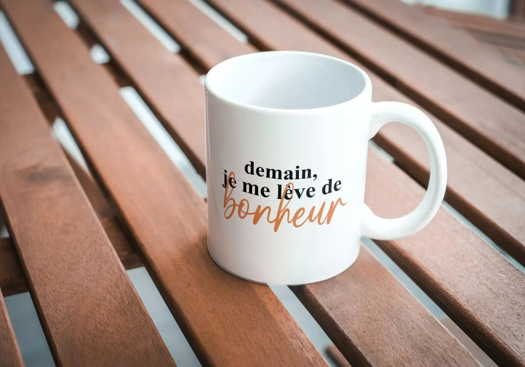 Mug Demain je me lève de bonheur - woollypanda