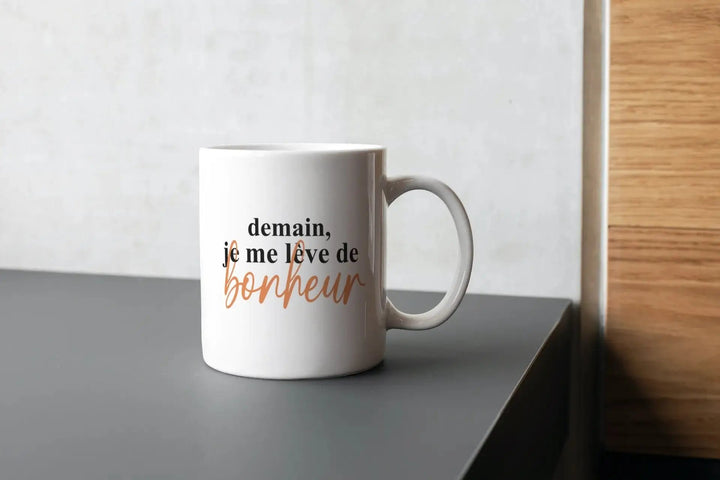 Mug Demain je me lève de bonheur - woollypanda