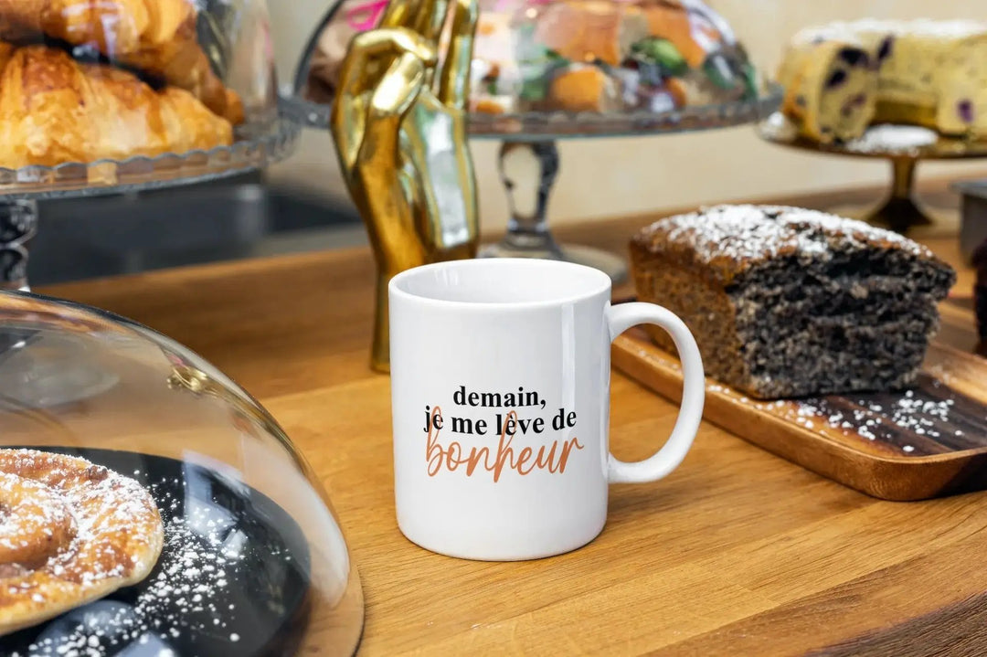 Mug Demain je me lève de bonheur - woollypanda