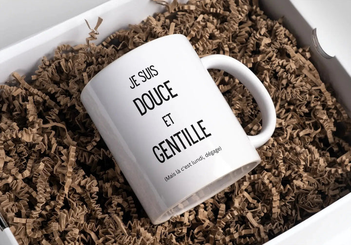 Mug Je suis douce et gentille, mais c'est lundi - woollypanda