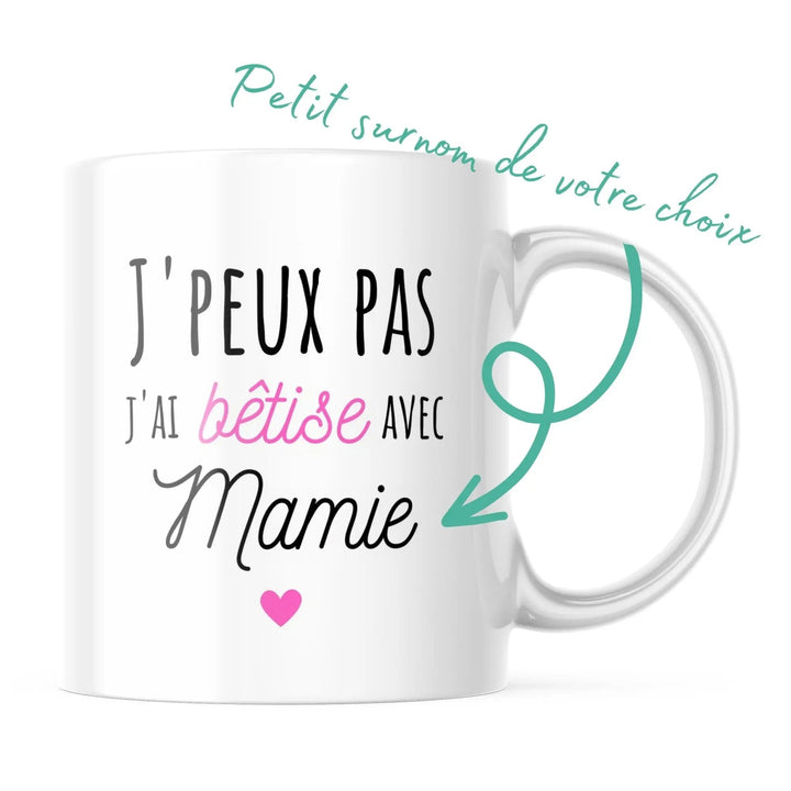 Mug J'peux pas j'ai bêtise avec mamie - woollypanda