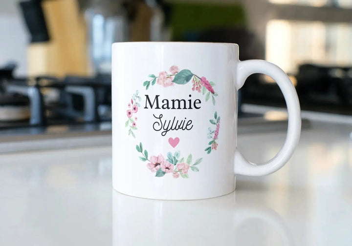 Mug Mamie fleurs personnalisable - woollypanda