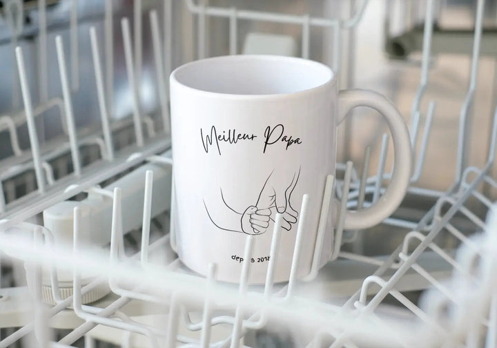 Mug Meilleur papa mains enfant et papa personnalisable - woollypanda