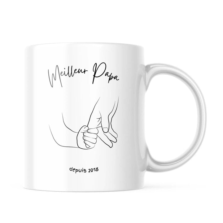 Mug Meilleur papa mains enfant et papa personnalisable - woollypanda