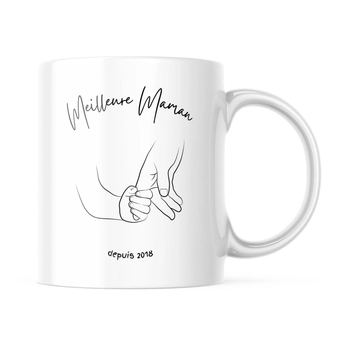 Mug Meilleure maman mains enfant et maman personnalisable - woollypanda