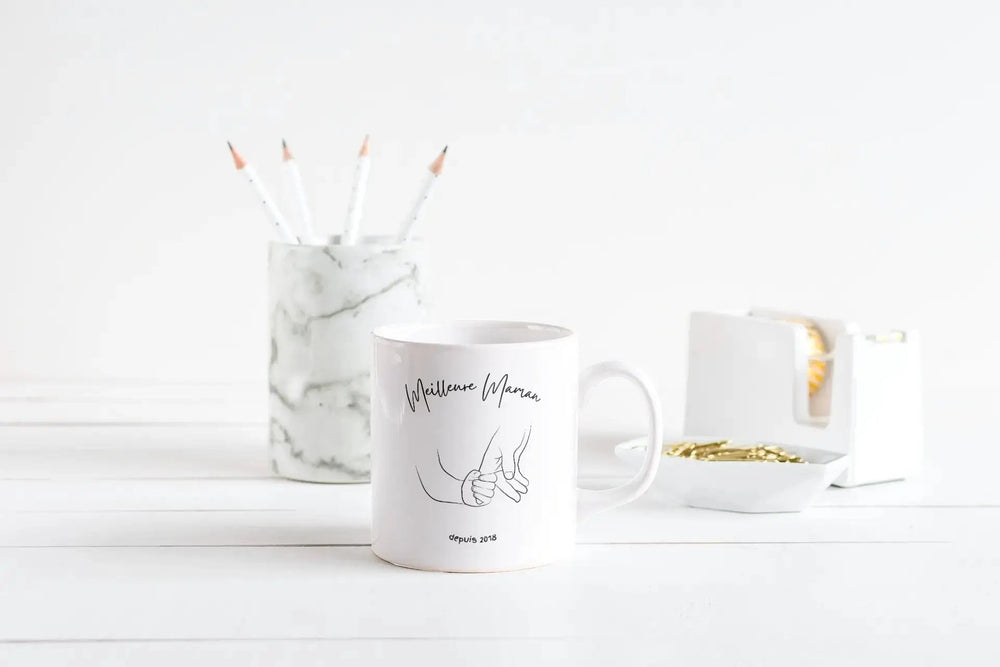 Mug Meilleure maman mains enfant et maman personnalisable - woollypanda