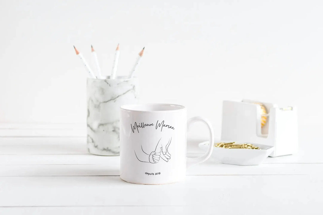 Mug Meilleure maman mains enfant et maman personnalisable - woollypanda