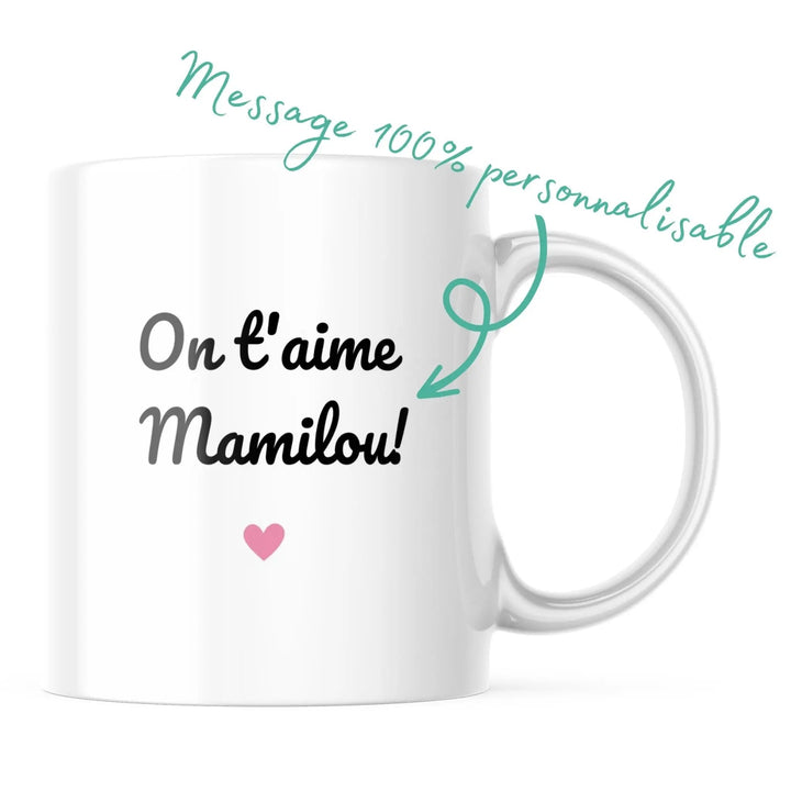 Mug Message 100% personnalisable coeur - woollypanda