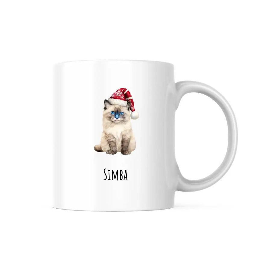 Mug Personnalisable - Illustration de votre chat avec un bonnet noël - Plusieurs races - Woolly Panda