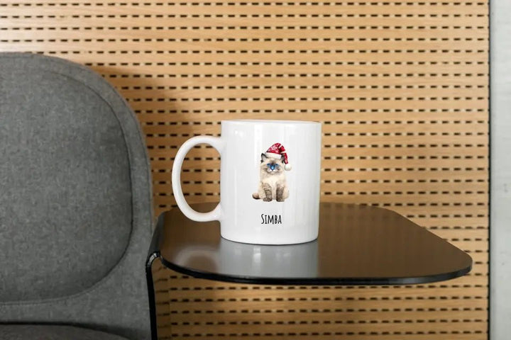 Mug Personnalisable - Illustration de votre chat avec un bonnet noël - Plusieurs races - Woolly Panda