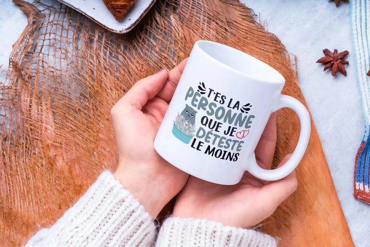 Mug T'est la personne que je déteste le moins - woollypanda