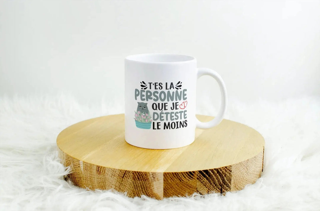 Mug T'est la personne que je déteste le moins - woollypanda